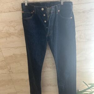 Women’s Levi’s 501 USA  button fly jeans dark blue denim 29x30
